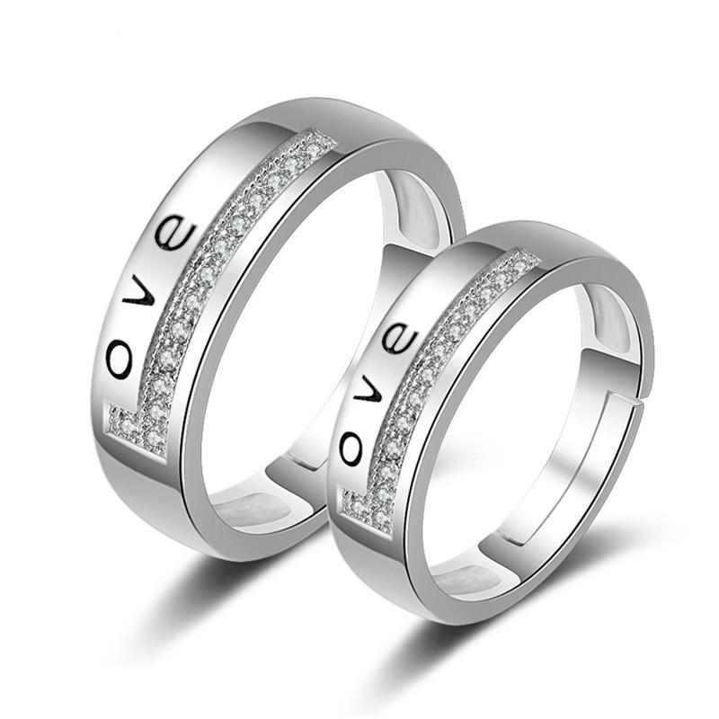 High-grade Fashion Trends Differences with Personalised Glitter and Lustre Ring Female Proposal Wedding Open Ring Couple Ring Jewellery