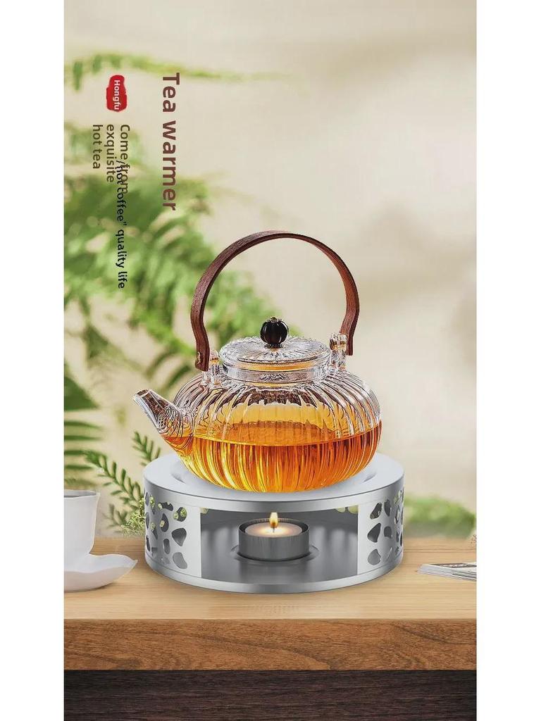 Stainless Steel Tea Warmer: Candle Heated Base for Brewing and Warming Tea