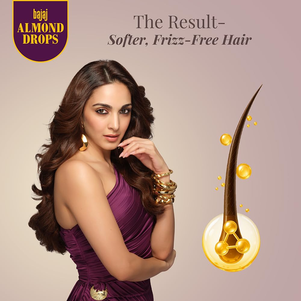 BAJAJ Almond Drops Hair Serum 50 Ml Pack Of 1 For Dry Frizzy Hair Nourishing Anti Frizz Shine Control