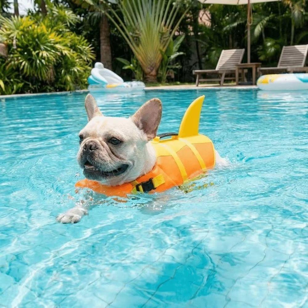 Waterproof Dog Swimming Vest Shark Shape Dog Buoyancy Vest Dog Life Jacket  Outdoor Water