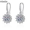 New Women Earring Pendant 925 Silver Sun Flower Ear Hook Studs Micro-inlaid Zircon A Pair Piercing Hoops Earring Jewelry Gift