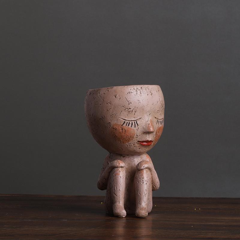 Скандинавская креативная ваза, милая кукла для девочки, суккулентное растение, цветочный горшок, украшение для дома, украшение из смолы, горшок для растений