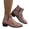 Женские винтажные ковбойские сапоги с принтом, осень-зима, новые ботильоны из искусственной кожи, женские ботильоны на толстом каблуке Chelsea Botines Mujer 202