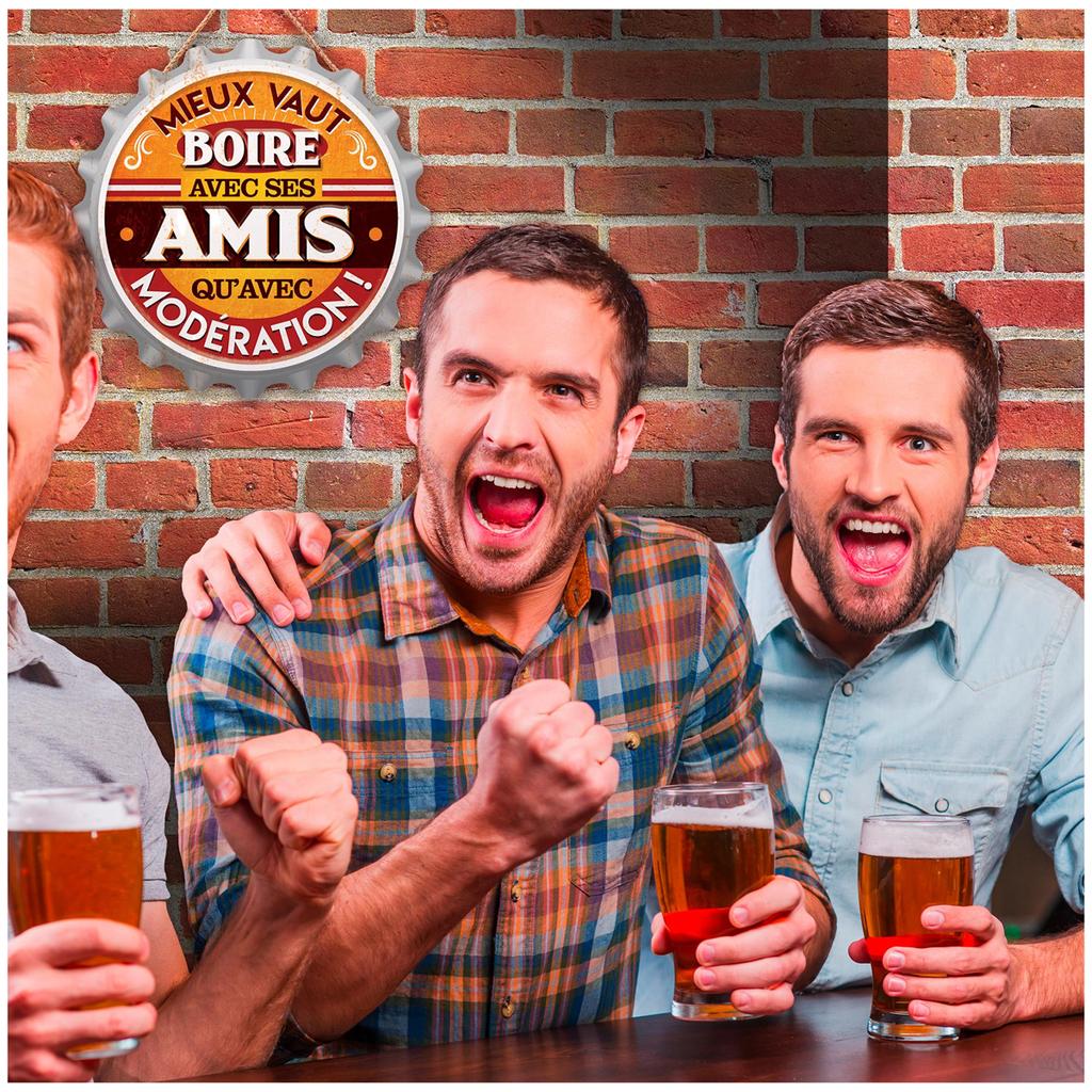 Les Trésors De Lily [A1354] - Металлическая табличка в виде капсулы «Лучше пить с друзьями, чем в меру!» 3D рельеф - 30 см.