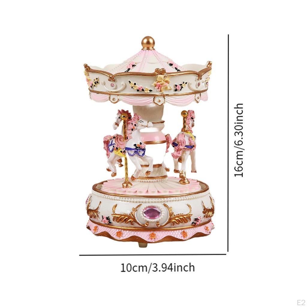 Carousel Music Box Presents Decorative Rotating Horse Figurine Tabletop Ornament Musical for