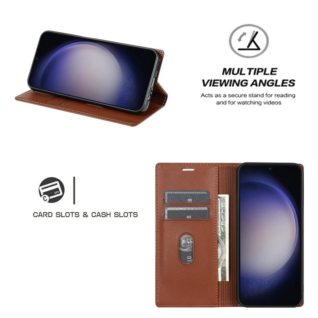 BKS-001 For Samsung Galaxy A35 5G Magnetic Case PU Leather+TPU Card Holder Phone Cover