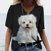 Женская футболка с изображением животных, футболка с 3d принтом милой собаки, женские модные футболки, топы с v-образным вырезом и короткими рукавами, футболки, футболка с милым домашним животным, топ Kawaii