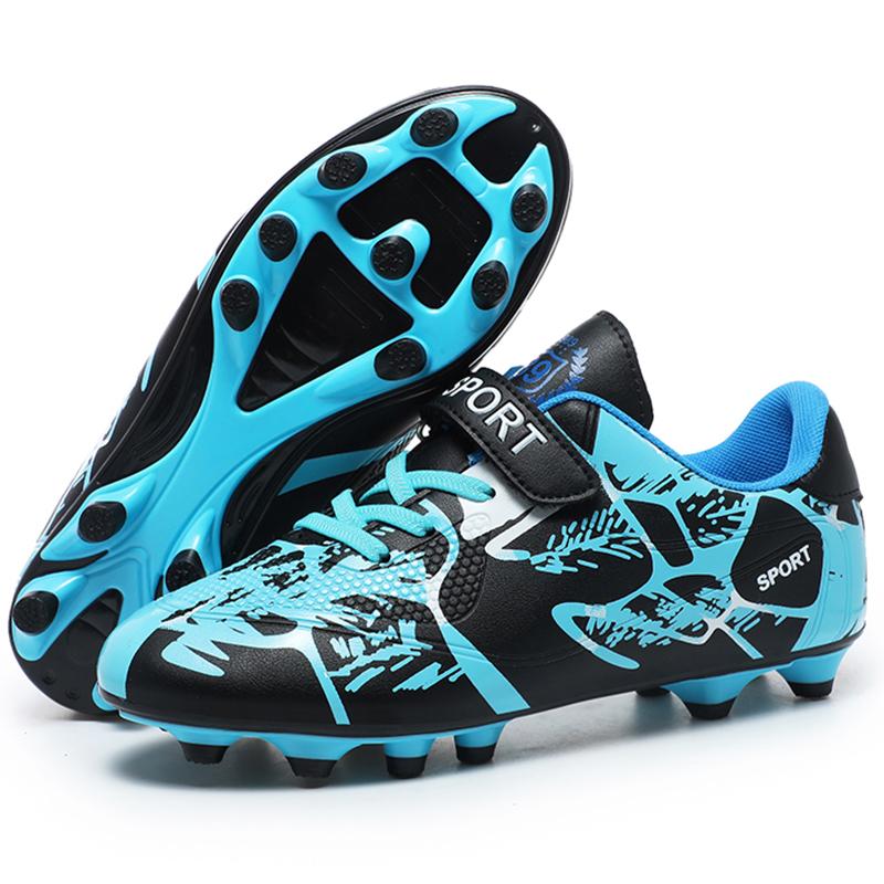 Детские красочные спортивные футбольные бутсы с противоскользящими длинными шипами TF и волшебной липучкой