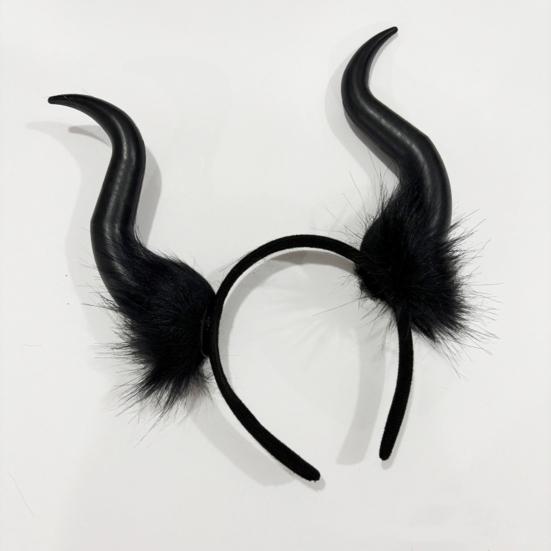 Halloween Devil Horns Plush Headband Cosplay Gothic Hair Hoop Dress Up Accessories Party Outfits Headband