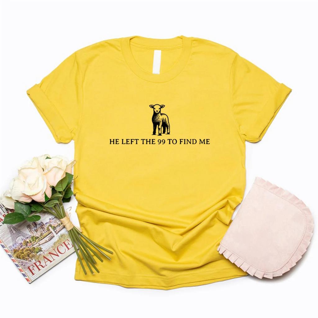 Ретро Религиозная футболка Футболки He Left The 99 Христианская футболка Футболка со стихами из Библии Христианская одежда Женская одежда Уличная одежда Топы