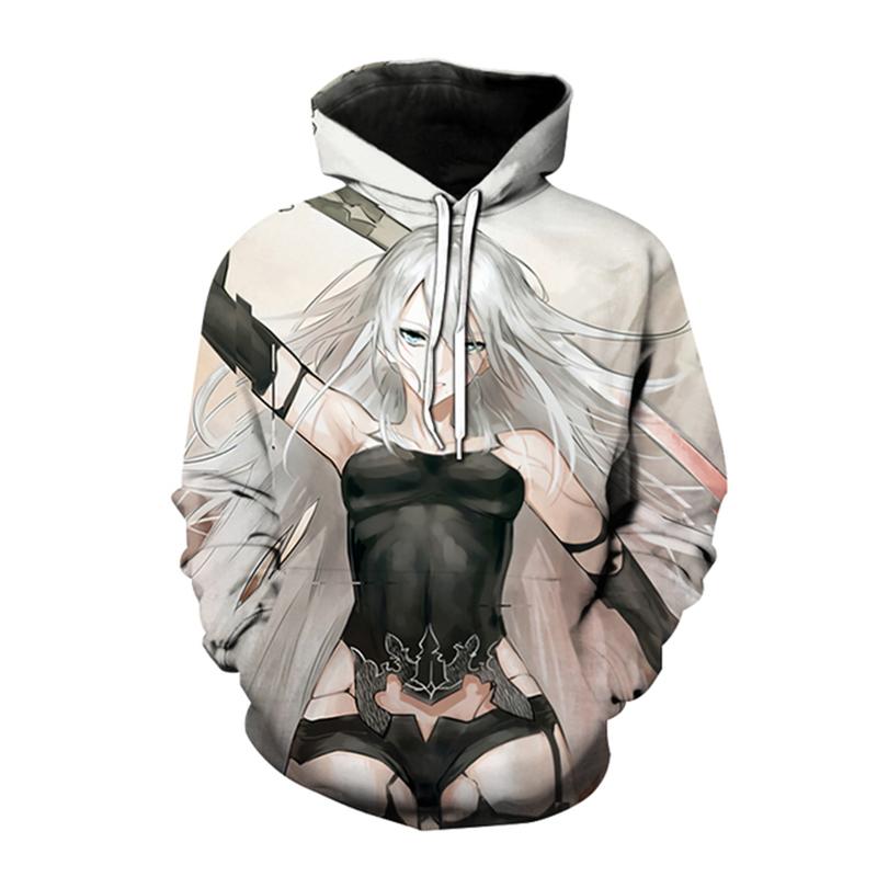 Толстовки с капюшоном Nier Automata, толстовка с 3D принтом аниме-игры для мужчин и женщин, модная толстовка большого размера, пуловер в стиле Харадзюку, пальто