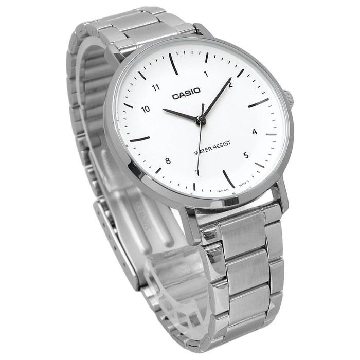 Женские кварцевые аналоговые часы Casio LTP-VT03D-7B, Белый металлический ремешок