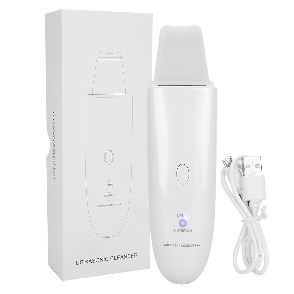Бытовой ультразвуковой скраб для кожи Удаление угрей Очиститель пор лица Инструмент Белый