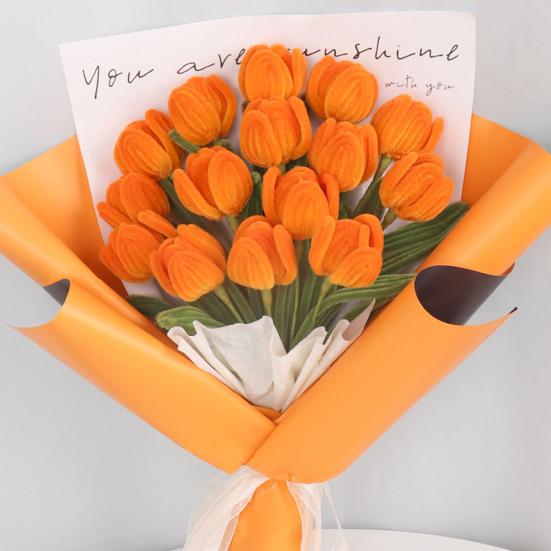 1 Set Pipe Wire Cleaners Crafts Flexible Bendable Stems Colorful Chenille Bouquet DIY Tulip Making Kit