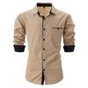 Men's Spring Autumn Men's Fashion Checkered Color Blocked Business Slimming Casual Shirt Long Sleeved Shirt
