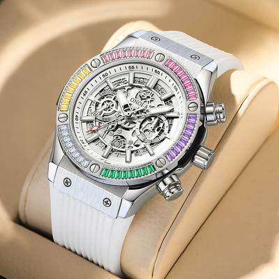 Модные новые мужские часы Rainbow Drill Automatic Mechanical Watch Men Waterproof Tape