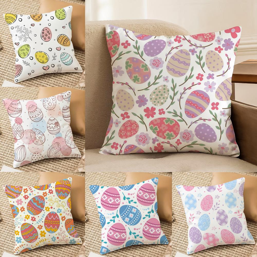 Easter Rabbit girl cute Cushion Cover Silky Short Plush Invisible Zipper Dustproof Sofa Pillow Case for Home Decor