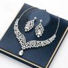 Creative New Exaggerated Crystal Necklace Earrings Bridal Wedding Jewelry Set