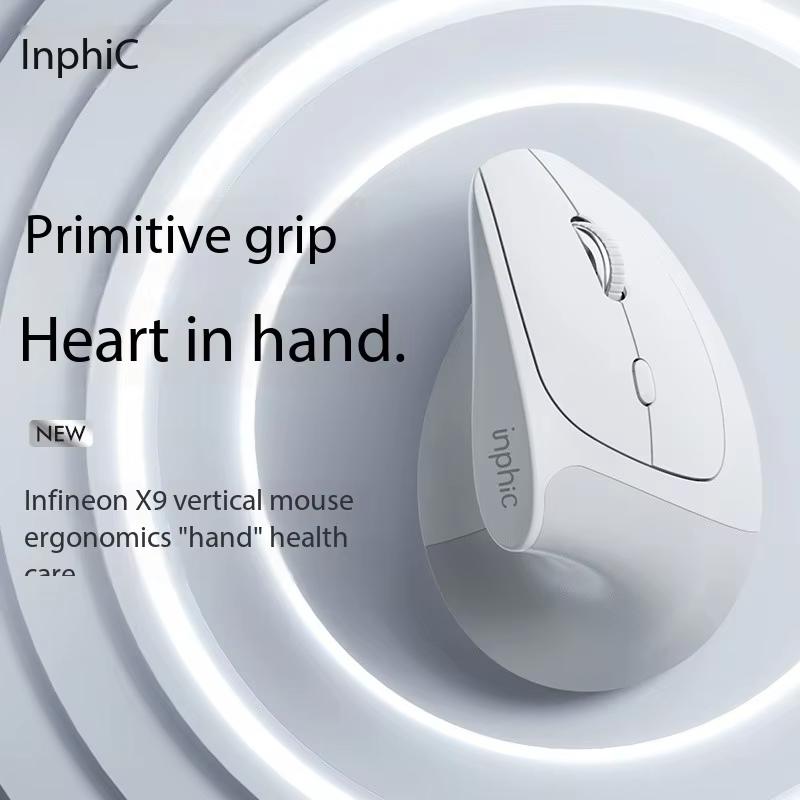 Inphic X9 Эргономичная вертикальная мышь Беспроводная зарядка Бесшумная для ноутбука Офисная для мужчин и женщин
