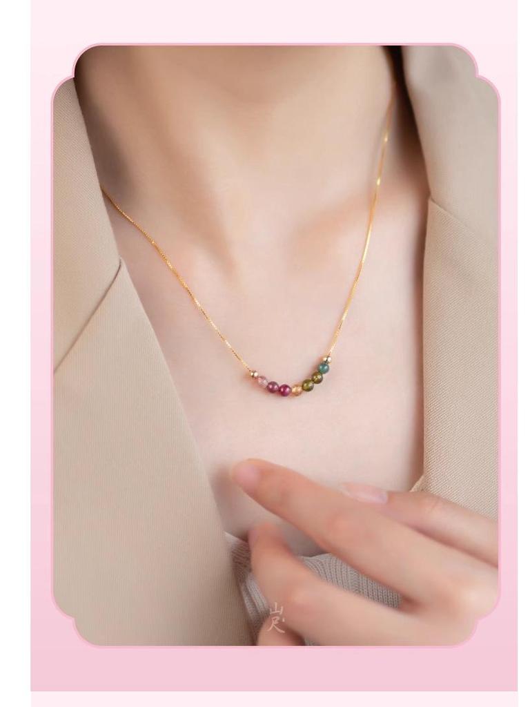 Ожерелье на ключицу из турмалина - Легкая роскошь, Не выцветающее, Простое высококлассное дофаминовое колье для женщин