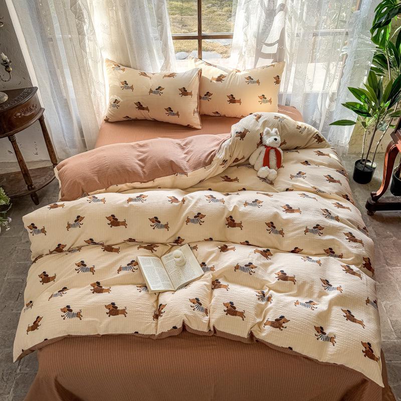 Комплект из четырех предметов из бамбукового хлопка класса А, двухслойной мягкой цветочной марли для мам и малышей - Включает комплект из трех предметов для студенческого общежития