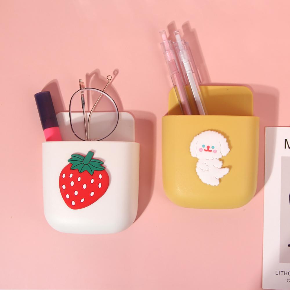 Kawaii Daisy Pen Holder Self Adhesive Wall Hanging Makeup Brushes MobilePhone Holder Stationery Desk Organizer Office Supplies