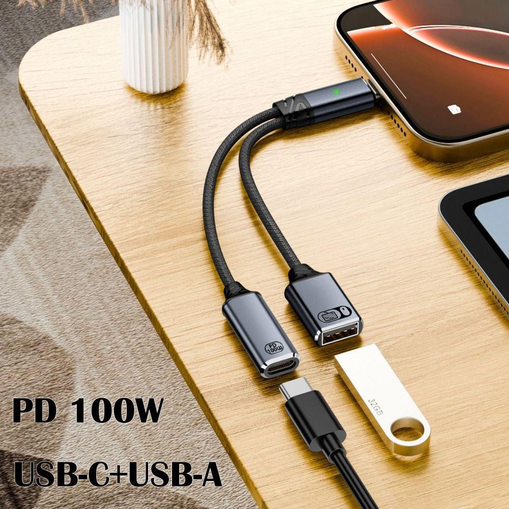 PD 100W USB Headphone Converter Fast Charging Y Cable NEW Audio Adapter Keyboard Mouse