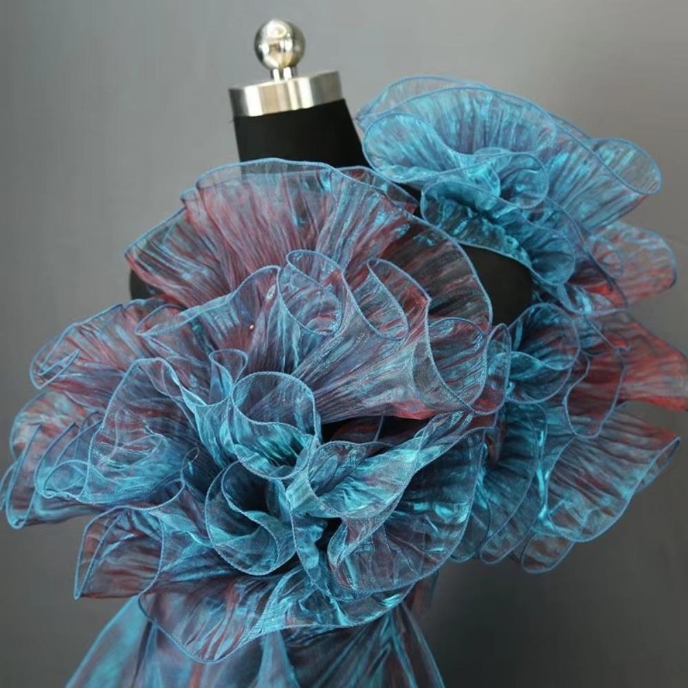 2025 15CM Wide Pleated Mesh Lace Transparent High Quality Big Wave Chiffons Fabric DIY Material Dress Accessories