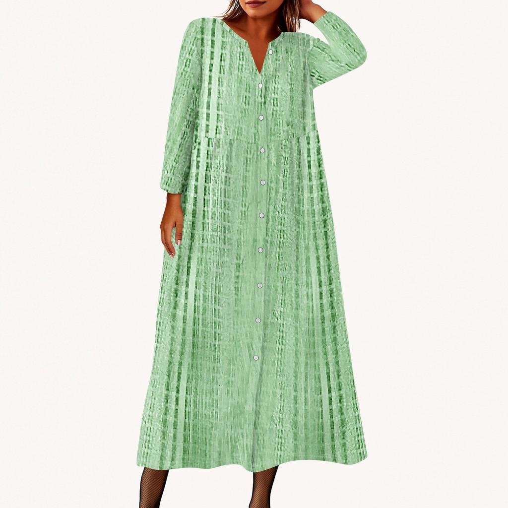 Женское модное платье-рубашка свободного кроя с принтом, круглым вырезом и рукавами семь четвертей на пуговицах