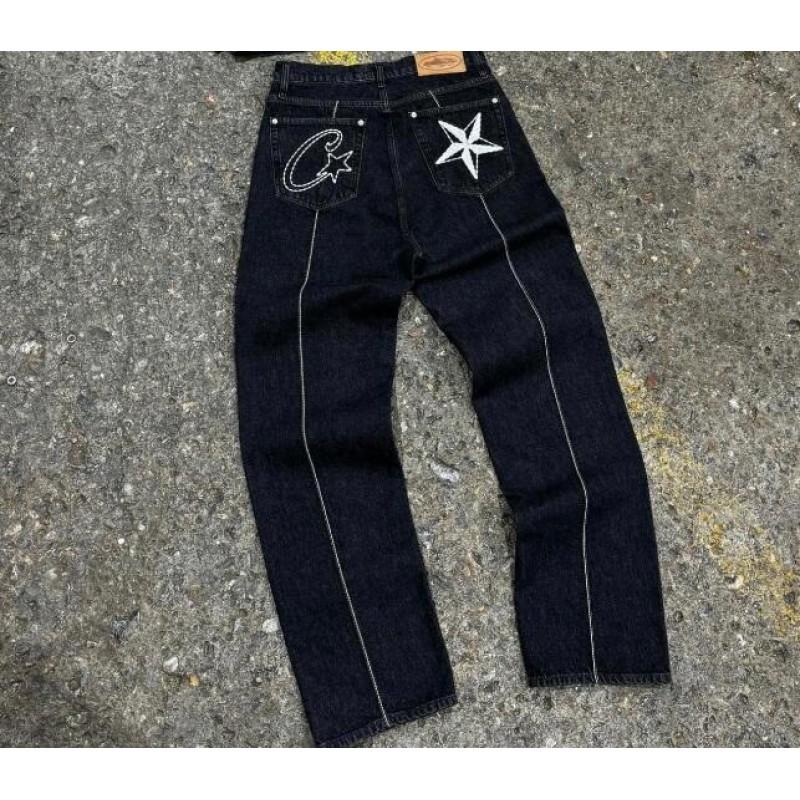 Mens Womens Streetwear Denim Jacket Jeans Set Casual Loose Fit Hip Hop Outfit