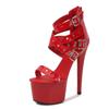 Summer Nightclub Pole Dancing Shoes Platform Shoes 16.5CM Party Rivet Ankle Strap Sandal Women Model Extreme High Heels Sandals
