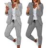 2Pcs/Set Women Blazer Pants Suit Notched Collar Slim Fit Long Sleeves Anti-pilling Formal Women Coat Pants Suit Clothes Suit