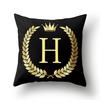 45x45cm Black Gold Letter Crown Polyester Cushion Cover Sofa Home Decor Pillowcase Decorative Cushion