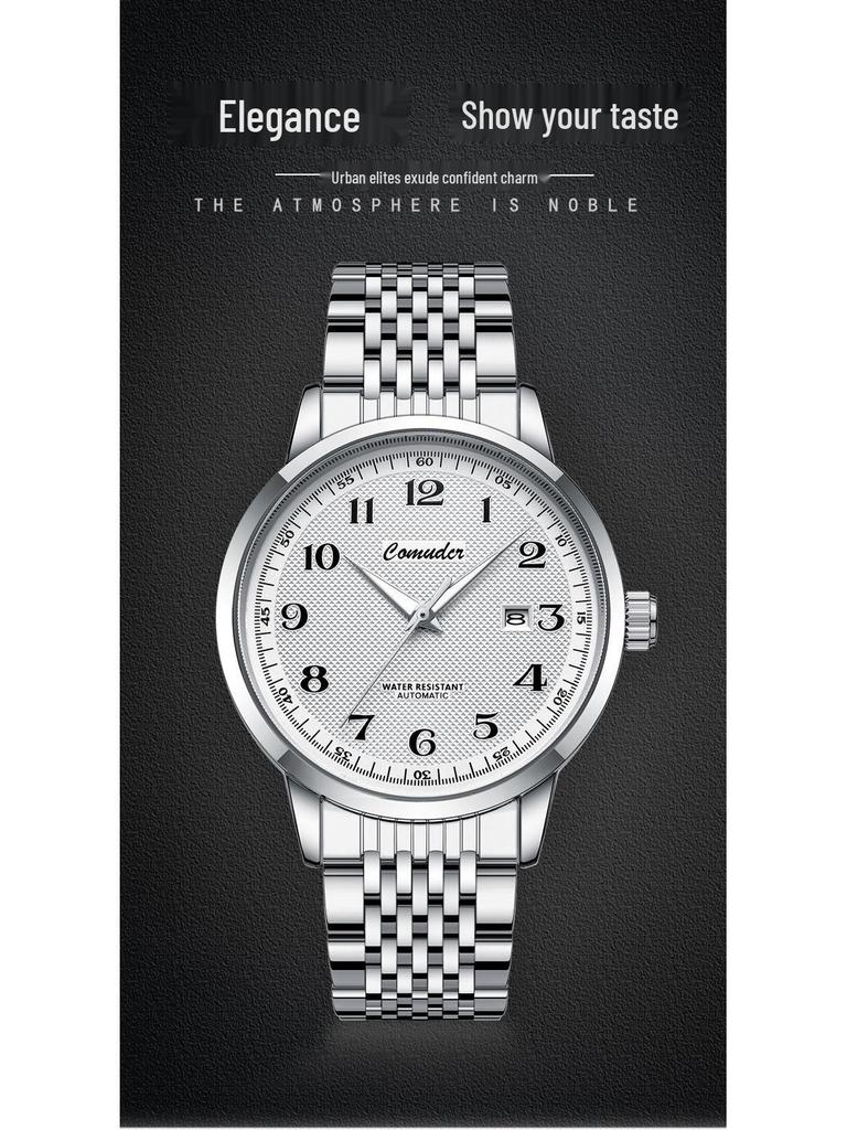 Мужские светящиеся водонепроницаемые автоматические часы-скелетоны с календарем