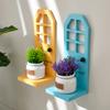 1Pc Plant Stand Warm Wood Rural Style Wall Hanging Retro Storage Rack Wall Decoration Tricolor
