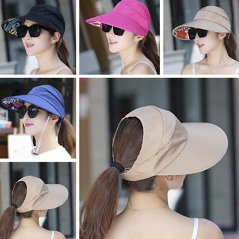 Women'S Anti-Uv Wide Brim Summer Beach Sun Outdoor Hiking Folding Hat