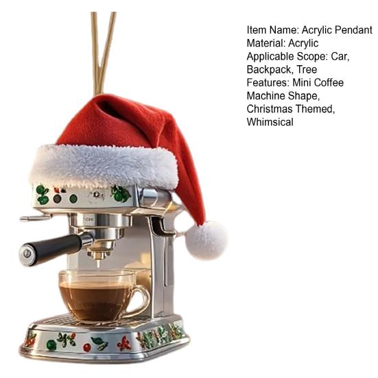 Кофемашина Рождественское украшение Акриловая шапка Санты Мини-кофемашина Подвеска на память