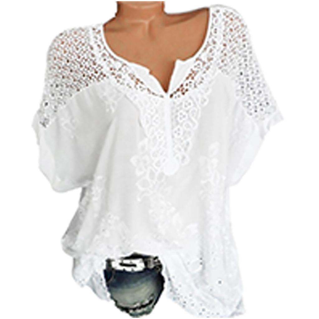 Женская летняя однотонная повседневная блузка с коротким рукавом и футболкой