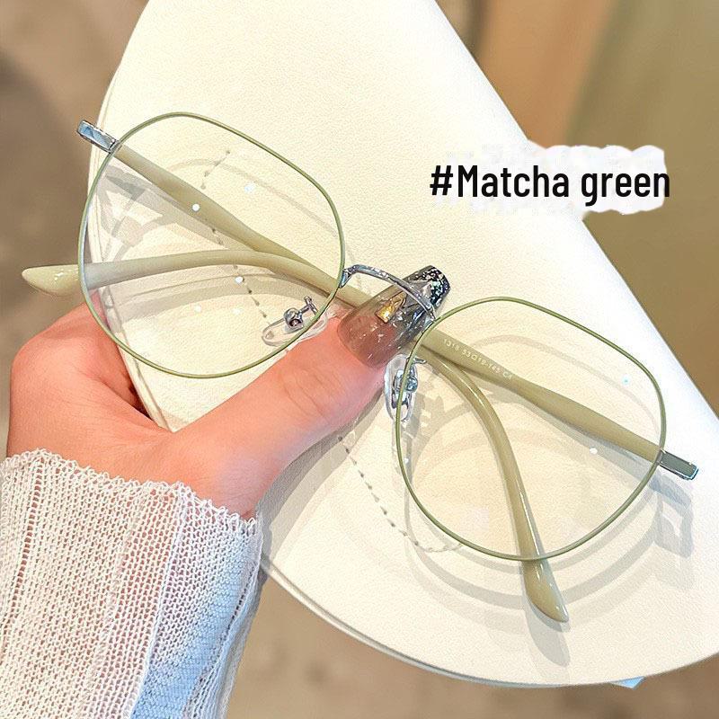 Blue Light Blocking Gold Wire Round Glasses for Myopia - Thin, Makeup-Free Design for Girls