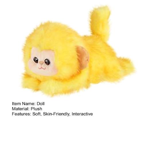 Pull-String Tail Wagging Cat Wristband Monkey Plush Slap Bracelet Toy with Moving Tail Portable Animal Doll Kids Gift