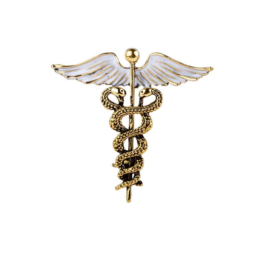 Retro Luxury Rod Badge Angel Wings Caduceus Collar Clothing Jewelry Brooch Pins Corsage Accessories