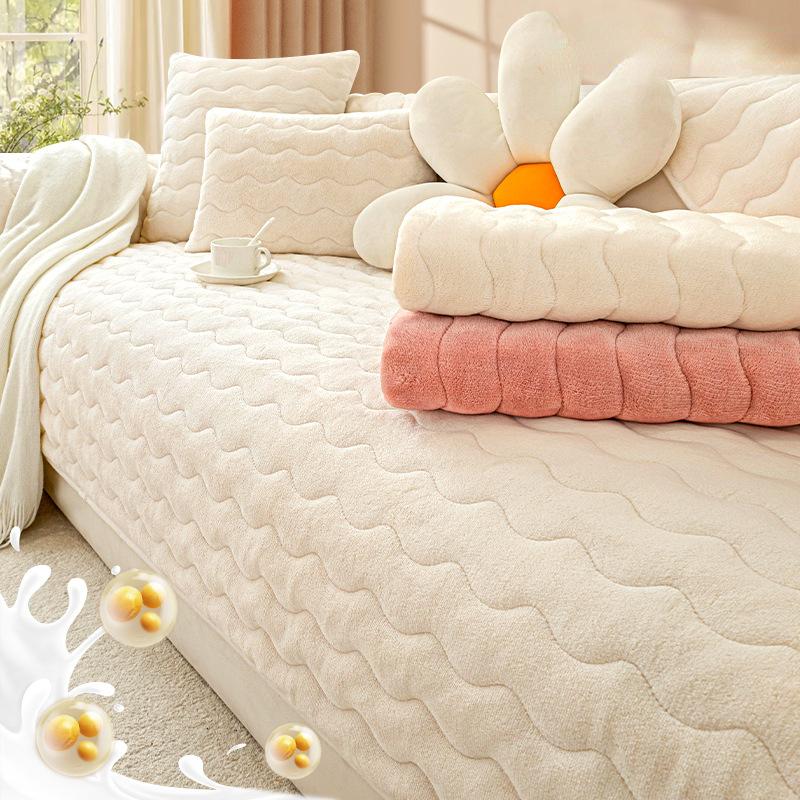 Зимний утепленный плюшевый коврик для дивана, скандинавский однотонный чехол для дивана, угловой чехол для дивана, противоскользящее одеяло для гостиной, дома