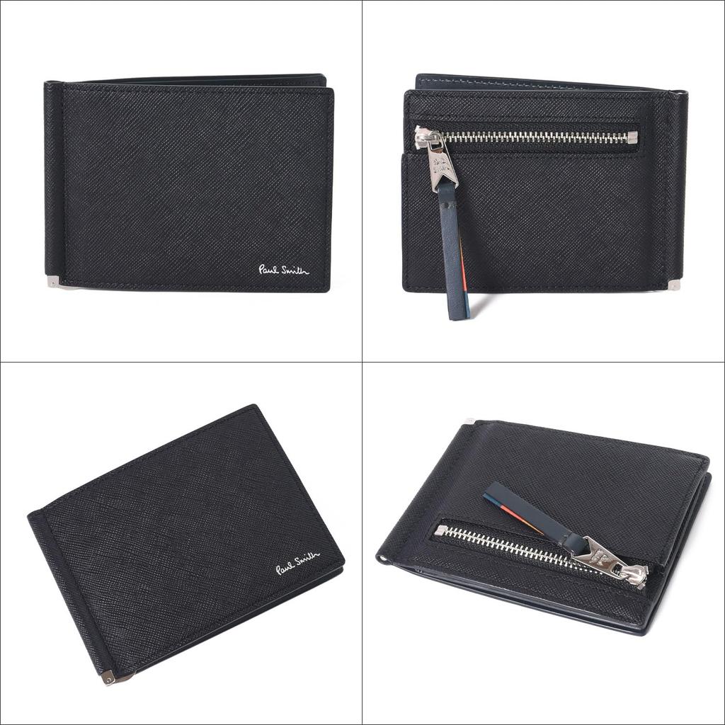 Кошелек Paul Smith с деньгами Bright Stripe Кожа теленка 813019 P914 Без зажима, Пуллер, SS24, Двухсложный/Мини-кошелек, Кожа, (01. Черный, Персонализация)