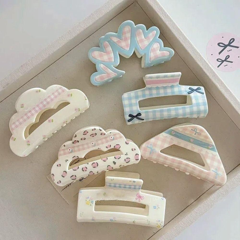 Acrylic Material Shark Hair Clip Triangle Flower Hair Claw Geometry Ponytail Clip  Hair Ornament