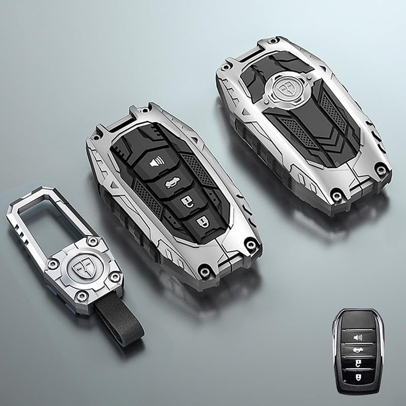 Mech Style Heavy Metal Key Fob Cover, Compatible With Toyota Tundra 2024 2025~, Fit For Corolla Cross Venza Sequoia Etc, Zinc Alloy Key Case