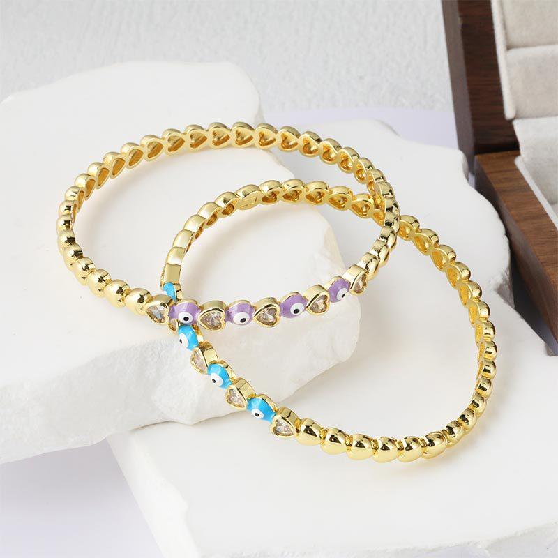 European and American Oil Dripping Devil's Eye Bracelet Colorful Heart-shaped Bracelet Women's Trendy Jewelry