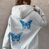 Новая популярная толстовка с открытыми плечами и принтом бабочки на спине для мужчин и женщин на весну и осень, повседневная, с длинными рукавами и капюшоном