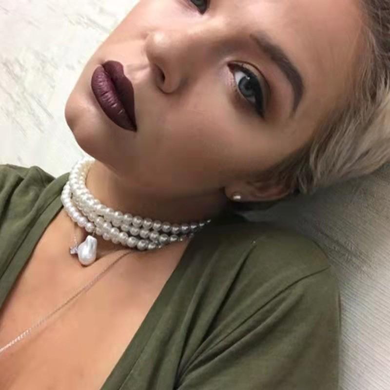 Minimalist Pearl Pendant Necklace Handcrafted Multilayer Geometric Jewelry For Ladies
