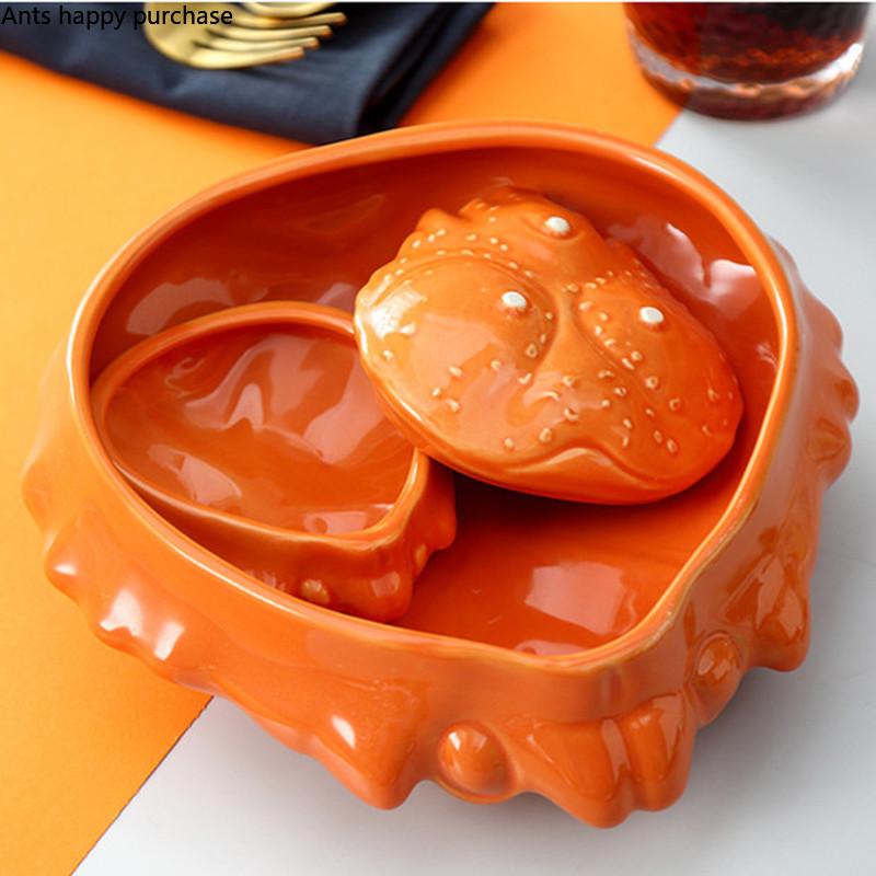 Crab Bowl Dinner Plate Ceramic Plate Dessert Bowls Hotel Restaurant Decorative Tableware Seasoning Dish Snack Bowls Salad Bowl