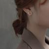 Retro Hong Kong Style Square Stud Earrings Female French Niche Simple Temperament Gentle Geometric Earrings Earrings